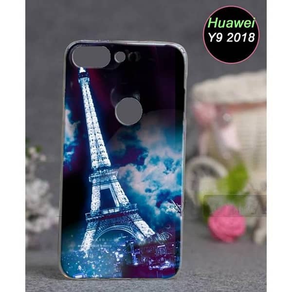 Huawei Y9 2018 Back Cover - Eiffel Tower Design Soft Silicone Case