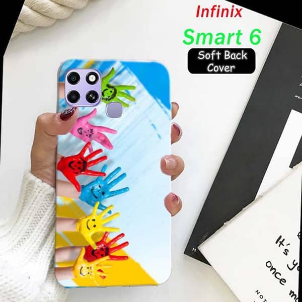 Infinix Smart 6 Back Cover - Smile Design Soft Silicone Case