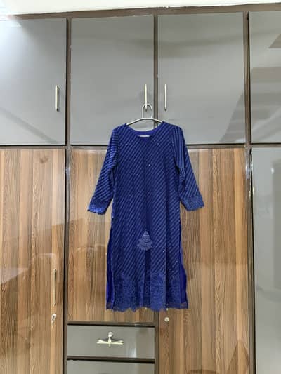 Azure Chiffon Blue Shirt Trouser & Dupatta
