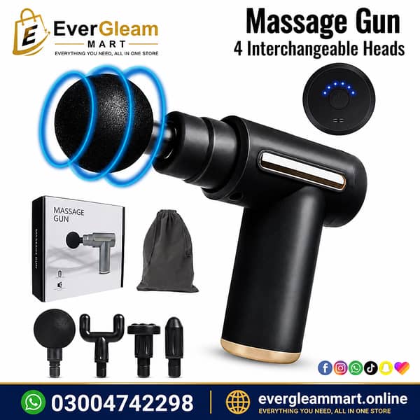 Mini Massage Gun – Portable Deep-Tissue Muscle Massager with Interchangeable Heads