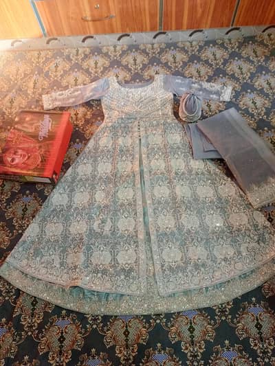 silver gray maxi embroidery work