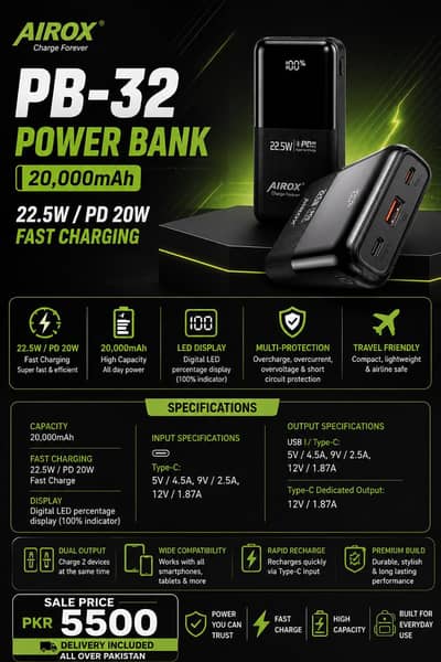 AIROX 20000 MAH Power Bank