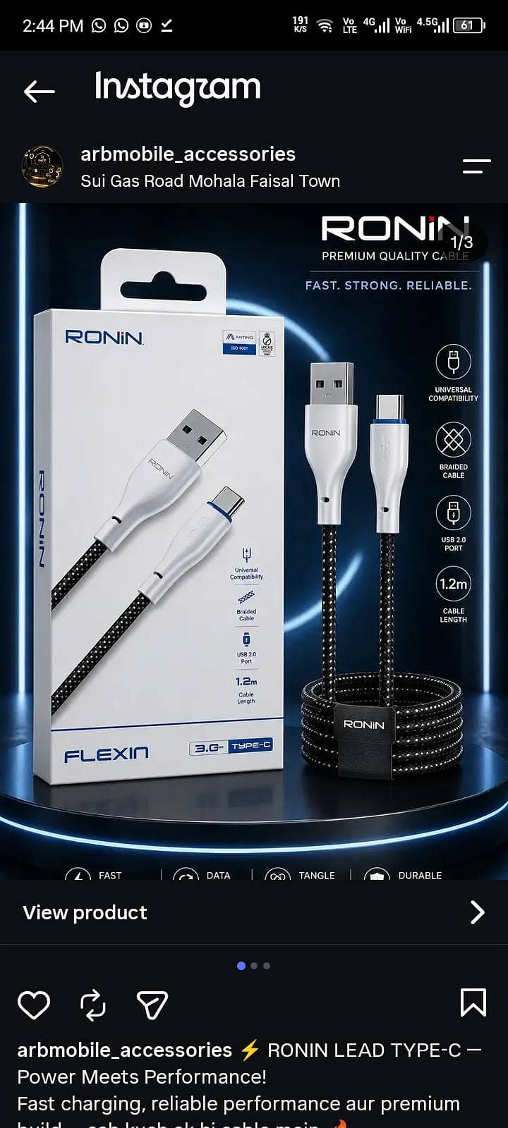 Ronin Type C cable for Androids 3