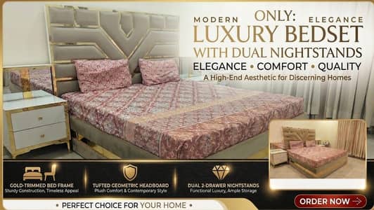 Complete Luxury King Size Bedroom Set (6 Pieces + Massive Storage