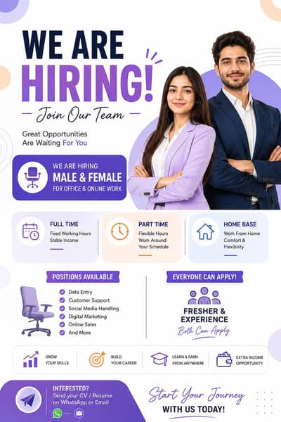 we are hiring staff male and female for online and home base work