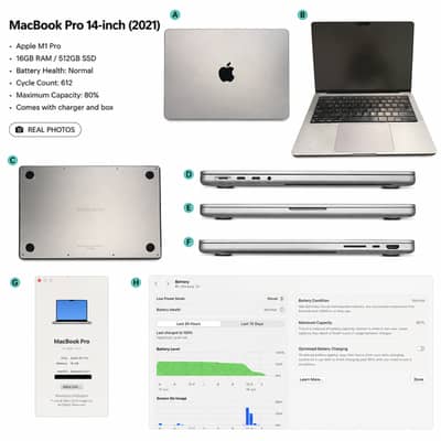 MacBook Pro 14-inch M1 Pro 2021 | 16GB RAM | 512GB SSD | Box + Charger