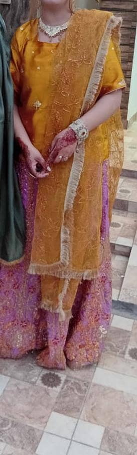 maxi lehnga shahrara or farshi trouser k sth long shirt
