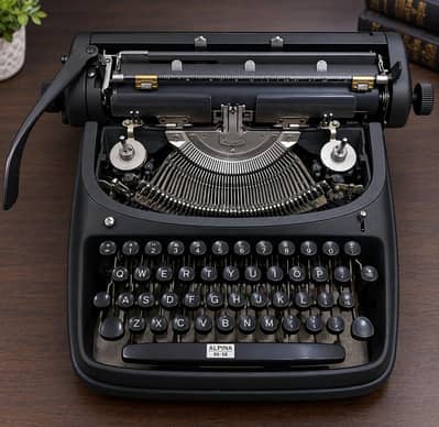 Alpina 1958 Metal made Typewriter with cover case box 03004331882