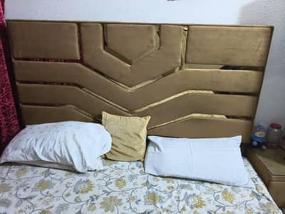 Stylish Velvet Double Bed with Headboard, Side Tables & Diwan Sofa