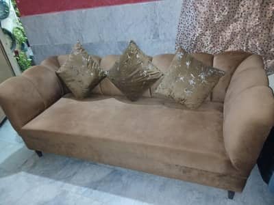 sofa set velvet cloth camel color