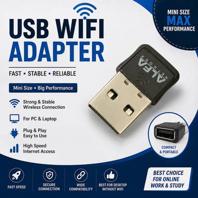 USB WiFi Adapter Wireless Dongle for PC Laptop | Mini WiFi Receiver