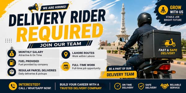 We are hiring a delivery rider , contact us on : 03066183733
