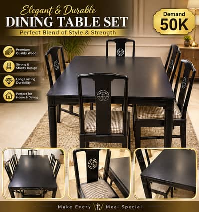 Premium 6-Chairs Wooden Dining Table Set – Excellent Condition