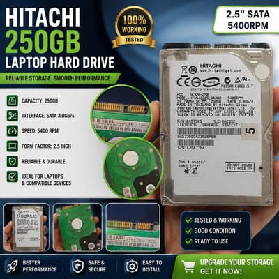 Hitachi 250GB Laptop Hard Drive 2.5" SATA | 5400RPM | Working