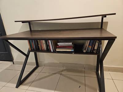 Computer Table with Monitor Stand and Book Rack