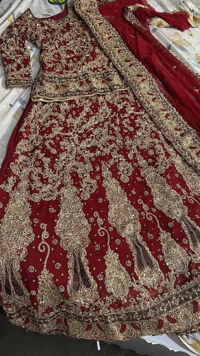heavy hand work bridal lehenga