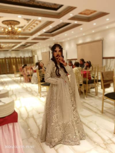 silver zari work maxi dress