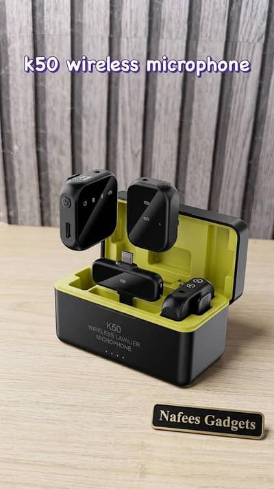 K50 Wireless Lavalier Dual Microphones Noise Cancelling 20M Range