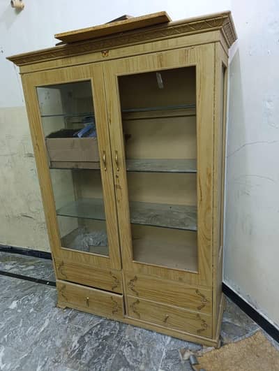 Beautiful Wooden Glass Showcase with drawers  - Good condition