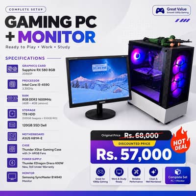 Gaming Pc/Computer with Rx580 8gb GPU
