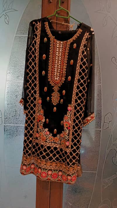 black full embroidery hand made work from and back