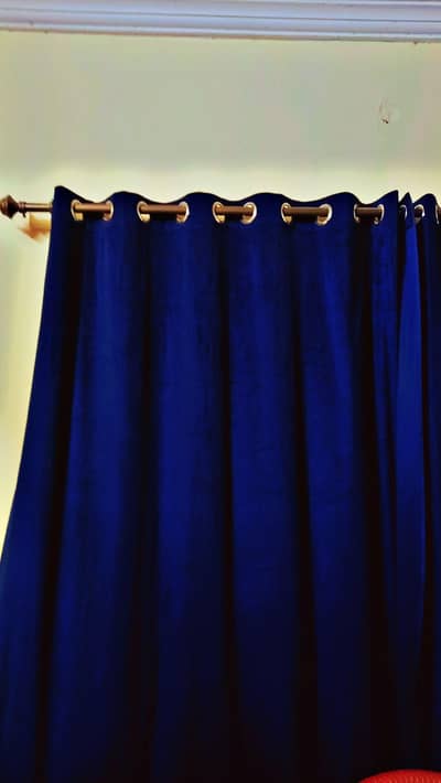Premium Royal Blue Velvet Eyelet Curtain