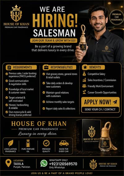 Salesman / Order Booker Required – House of Khan | Taxila