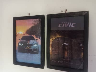 BMW and civic car frames for car lovers