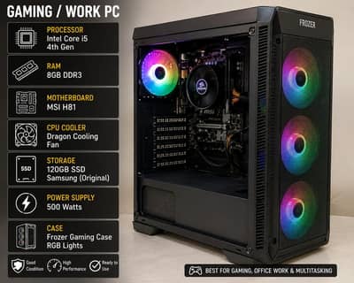 i5 4th gen gaming PC frozer gaming case urgent sale