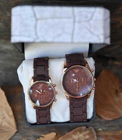 Brown Chronograph Couple Watches (Pack of 2)