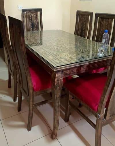6 Seater Wooden Dining Table Set with Chairs | Bahria Orchard