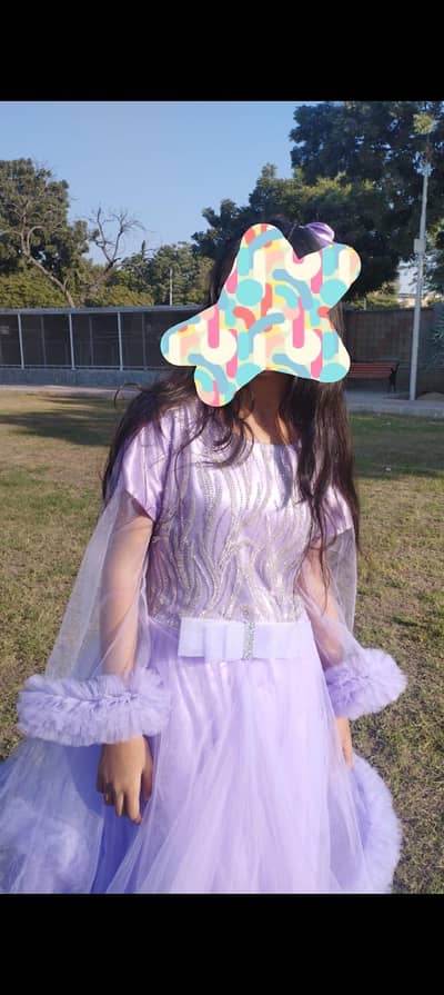 light purple  long  frill frock