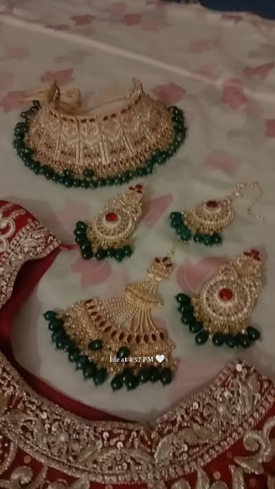 new barat red bridal lehanga with beautiful artificial Jewellery