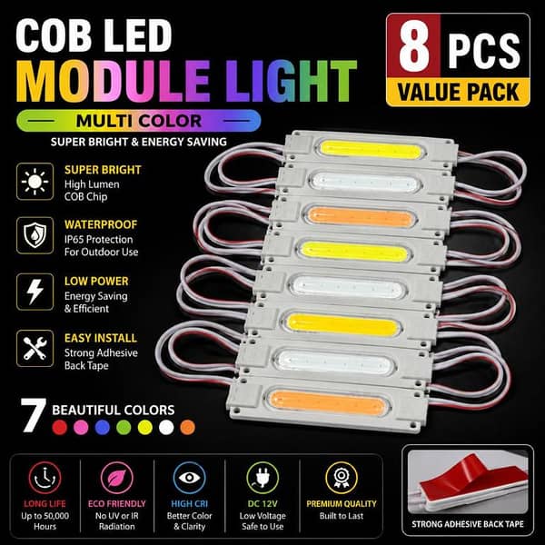 COB LED Module Light 8Pcs Pack 12V Waterproof IP65 Super Bright Signboard/Letter Backlight – Long Life 50000 Hours