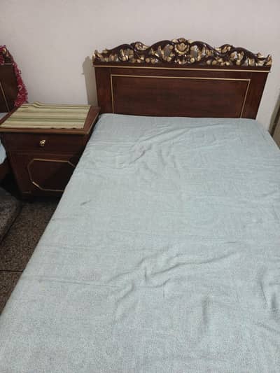 pure wood single bed with dressing