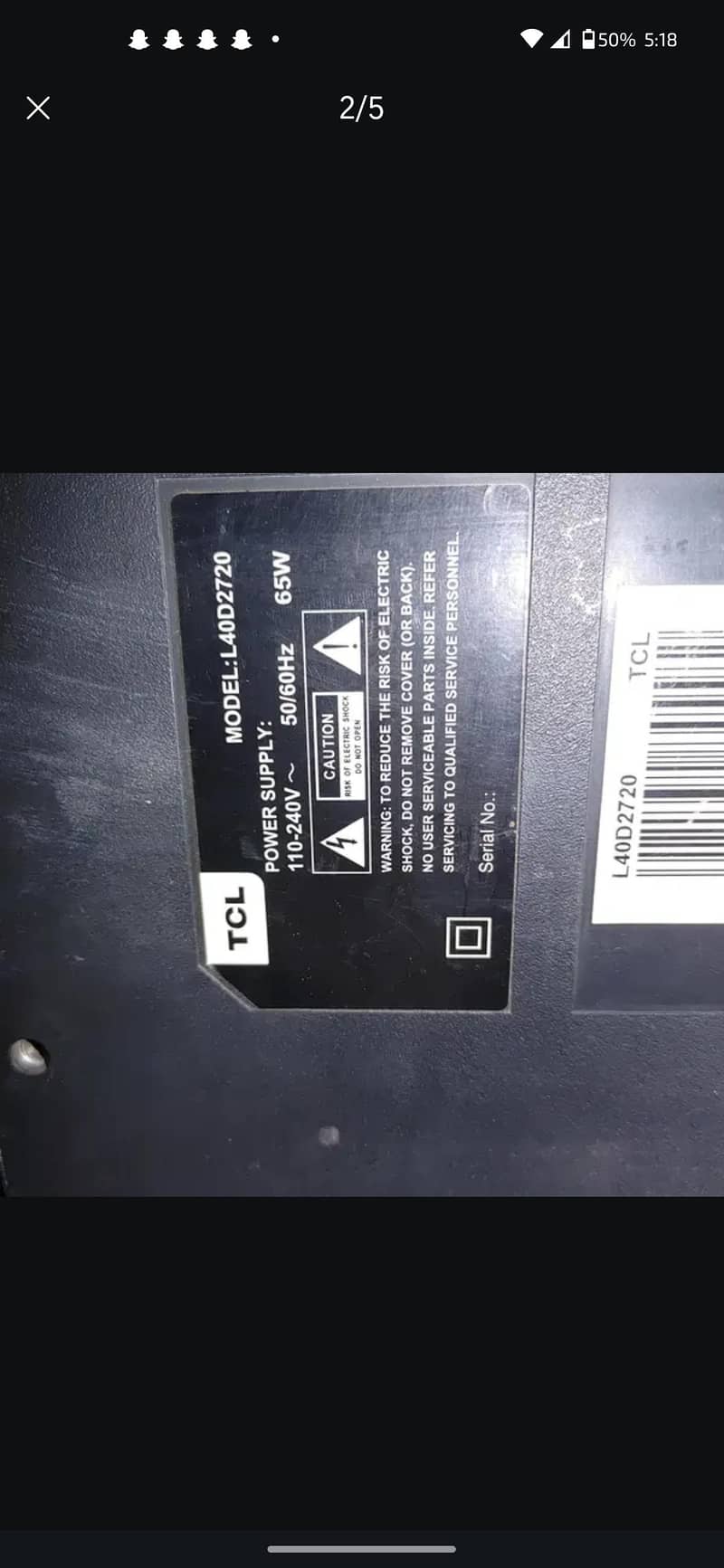 TCL tv panel damage 0
