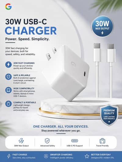 30W USB-C Fast Charger – Premium PD Power Adapter