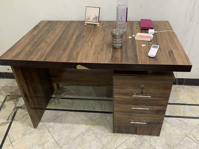 Wooden Study/Office Table | 3 Drawers | Lockable With chair free
