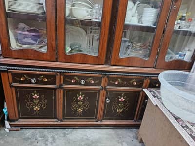 Used Wooden Dressing Table with Matching Glass Showcase (Urgent Sale)