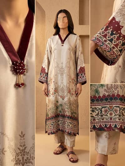 2 piece stitched printed Shamose Silk set / Ready to wear / wholesale