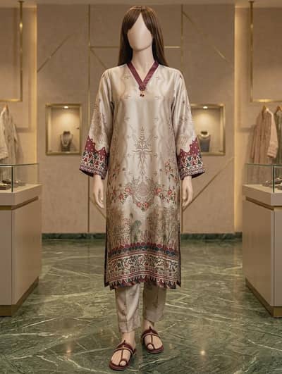 Stitched Shamose Silk Shirt Trouser / Ready to wear
