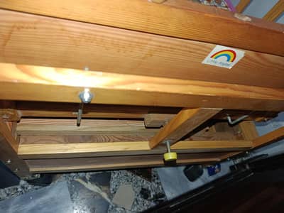 Wooden Baby Cot / Crib with Bottom Storage Drawers & Lockable Wheels