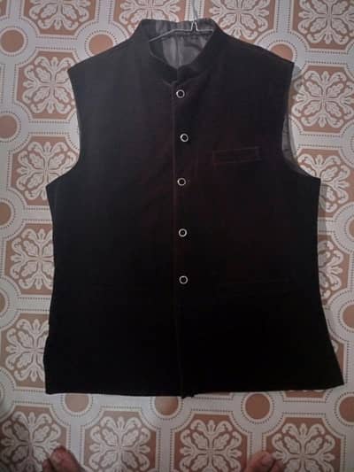 Branded velvet waist coat