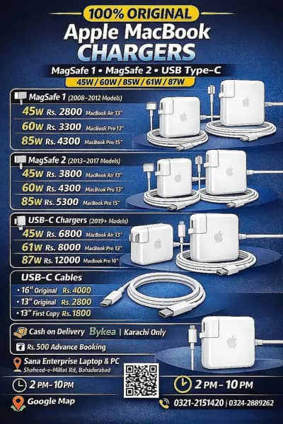 100% Original Macbook,Dell,Hp,Lenovo Normal & Type C laptop Charger