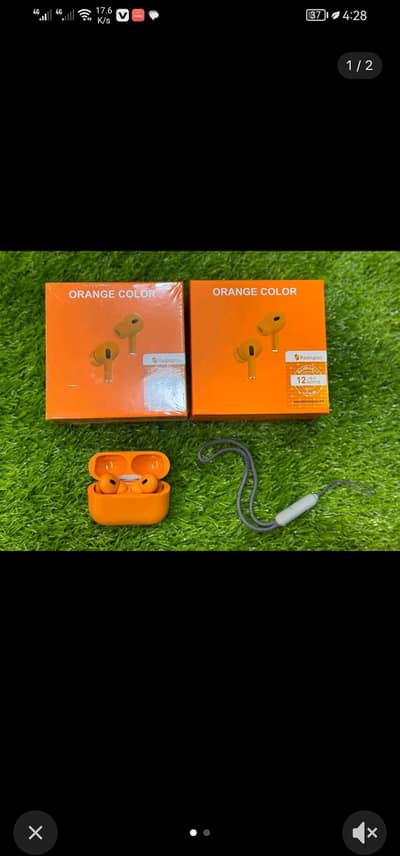Airbuds pro 2 orange colour Delivery free contact whatsapp 03474915201