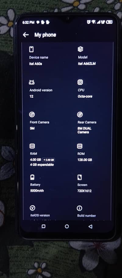 Itel A60s with box charger