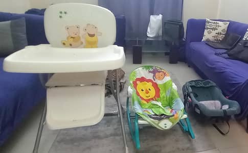 high chair + rocker + carry cot