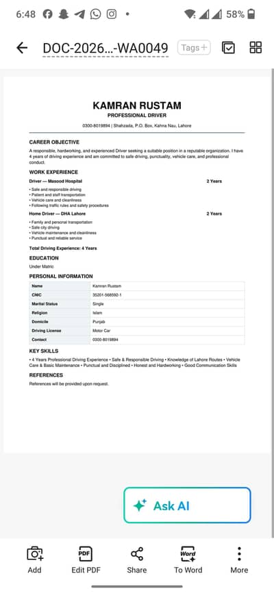 driving job required