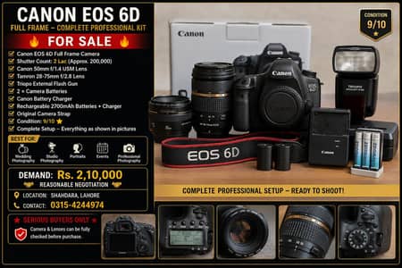 Canon EOS 6D Full Frame + 50mm 1.4 + Tamron 28-75mm 2.8