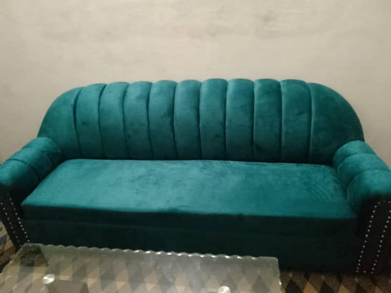 Elegant Classic Teal Velvet Sofa Set  1